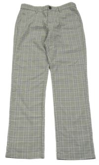 Světlešedo-černé kostkované společenské chino kalhoty Next