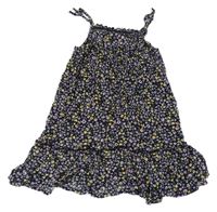 Čierno-lila-žlté kvetované ľahké šaty Primark