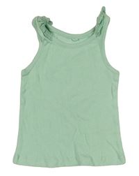 Svetlozelený rebrovaný crop top s madeirovými volániky George