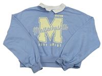 Svetlomodrá crop mikina s nápisom H&M