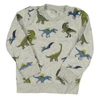 Sivá melírovaná mikina s dinosaurami C&A