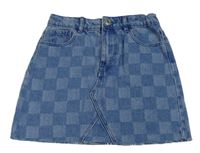 Modrá rifľová kockovaná sukňa Primark