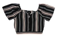 Černo-světlerůžová pruhovaná crop halenka Firetrap