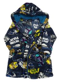 Tmavomodrý chlupatý župan se Star Wars 