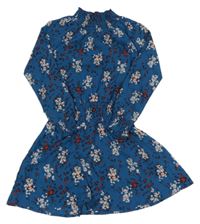 Tmavomodré kvietkovane šaty Nono