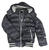 Černo-šedá prošívaná zimní bunda s kapucí Cars