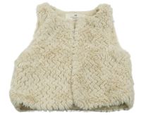 Béžová kožušinová podšitá vesta H&M