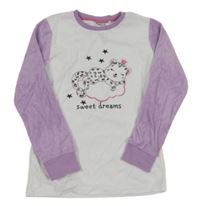 Bílo-lila zamatová mikina s leopardom Alive