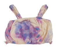 Broskvovo-fialovo-ružový plátenný crop top Zara