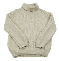 Béžovo-šedý melírovaný vzorovaný svetr s rolákem Primark