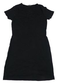 Černé žebrované šaty s motýlem 