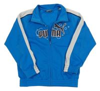 Tyrkysová športová prepínaci mikina s logom a pruhmi Puma