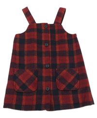 Červeno-tmavomodré kockované vlnené šaty F&F