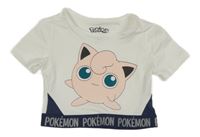 Bílo-tmavomodré crop tričko s pokémonem Sinsay 