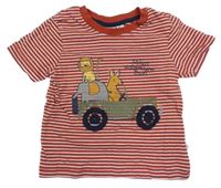 Karmínovo-biele pruhované tričko so zvieratkami Liegelind