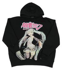 Černá mikina s potiskem a kapucí