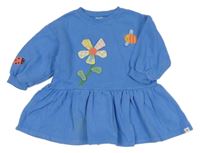 Modré teplákové šaty s květem a včelkou Next 