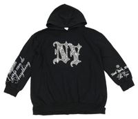 Čierna mikina s nápismi a flitrami a kapucňou River Island