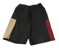 Čierno-béžovo-vínové kraťasy Shein