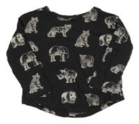 Tmavošedé triko se zvířátky H&M