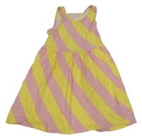 Svetloružová -žlté pruhované bavlnené šaty H&M