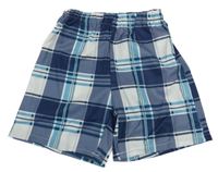 Tmavomodro-modro-biele kockované kraťasy
