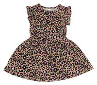 Svetloružová -čierne vzorované bavlnené šaty C&A