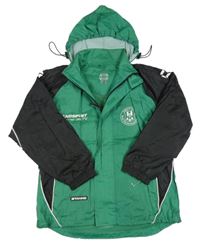 Zeleno-černá šusťáková sportovní bunda s ukrývací kapucí Stanno