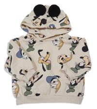 Béžová oversize mikina s Mickeym a kapucí H&M