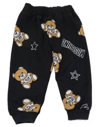 Černé tepláky s medvídky s logem Moschino
