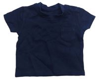 Tmavomodré rebrované tričko s vreckom PRIMARK