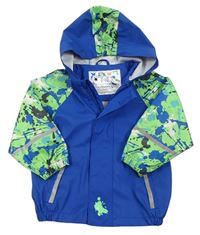Cobaltovoě modro-zelená nepromokavá bunda so skvrnkami a kapucňou lupilu