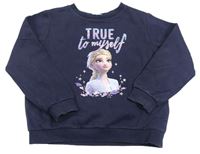 Tmavomodrá mikina s Elsou a flitrami zn. H&M