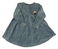 Sivé zamatové rebrované šaty s bambulkami M&S