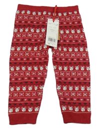 Nové - červené kamaše se soby a vločkami a srdíčky F&F