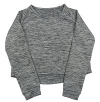 Šedo-černé melírované thermo crop triko