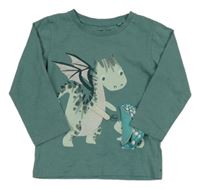 Šalvějové melírované tričko s drakom Next