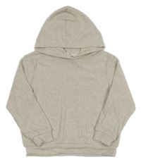 Svetlobéžová melírovaná rebrovaná úpletová oversize mikina s kapucňou H&M