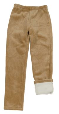 Světlehnědé žebrované plyšové zateplené legíny Topolino