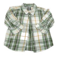 Bílo-olivovo-hnědo-oranžová kostkovaná košile H&M