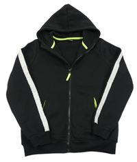 Černá thermo propínací mikina s pruhem a kapucí Y.F.K.