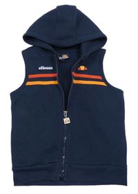 Tmavomodrá prepínaci tepláková vesta s logom a pruhmi a kapucňou ellesse