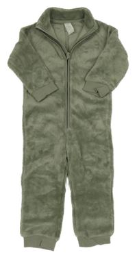 Khaki plyšová kombinéza H&M
