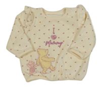 Smotanová kvietkovana zamatová mikina s Pú a Prasátkem a volánikmi Disney