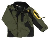 Khaki-černá šusťáková funkční jarní bunda s logem Jack Wolfskin