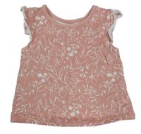 Ružové tričko s kvietkami a volánikmi George