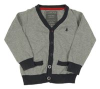 Sivo-tmavosivý melírovaný prepínaci sveter s výšivkou coolclub