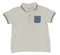 Biele polo tričko s vreckom a pruhmi a lodičkou Blu Kids