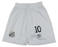 Bílé sportovní fotbalové kraťasy se znakem a číslem Umbro