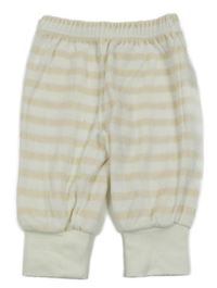 Smetanovo-béžové pruhované zamatové tepláky Morris Mouse